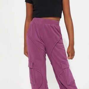 Fashion Nova Kids 6X Mauve Magenta Plum Cargo Joggers